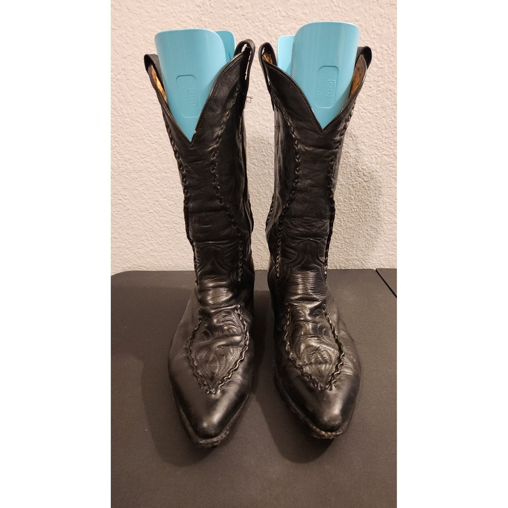 Dan Post Mens Black Leather Whipstitch Western Cowboy Boots 8.5 D‎ Mexico